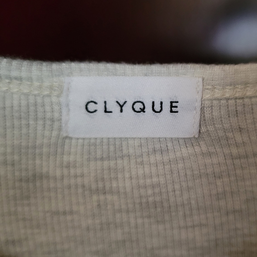CLYQUE Annie Bodysuit Long Sleeve Henley Light Heather Grey - Picture 6 of 7